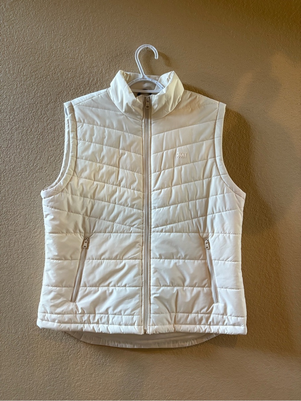 DKNY Cream Quilted Puffer Vest